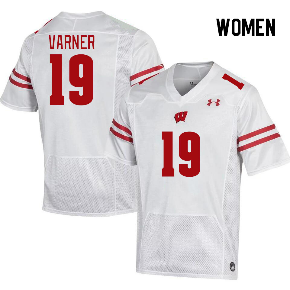 Women #19 Darian Varner Winsconsin Badgers College Football Jerseys Stitched Sale-White - Click Image to Close